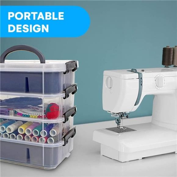 Stackable Storage Container with Organizers for Arts & Crafts -2 Trays Craft Box - Picture 5 of 6